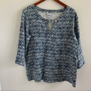 Hot Cotton 100% Linen Boho Lagenlook Printed Top M